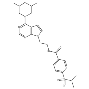 N-(2-(4-(2,6-dimethylmorpholino)-1H-pyrazolo[3,4-d]pyrimidin-1-yl)ethyl)-4-(N,N-dimethylsulfamoyl)benzamide结构式