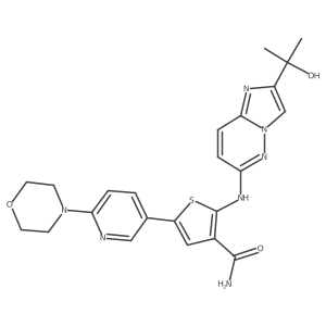 2-[[2-(1-Hydroxy-1-methylethyl)imidazo[1,2-b]pyridazin-6-yl]amino]-5-[6-(4-morpholinyl)-3-pyridinyl]-3-thiophenecarboxamide Structure