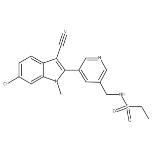 N-[5-(6-chloro-3-cyano-1-methyl-1H-indol-2-yl)-pyridin-3-ylmethyl]-ethanesulfonamide结构式
