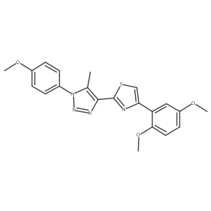 4-(2,5-dimethoxyphenyl)-2-(1-(4-methoxyphenyl)-5-methyl-1H-1,2,3-triazol-4-yl)thiazole结构式