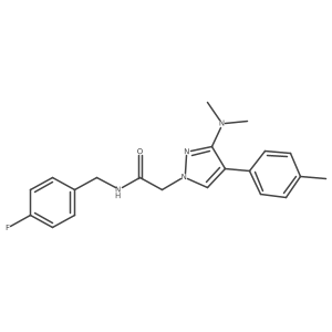 2-(3-(dimethylamino)-4-(p-tolyl)-1H-pyrazol-1-yl)-N-(4-fluorobenzyl)acetamide Structure