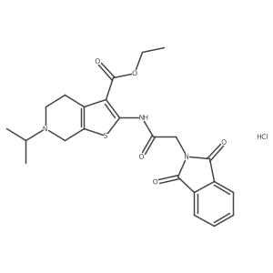 Ethyl 2-(2-(1,3-dioxoisoindolin-2-yl)acetamido)-6-isopropyl-4,5,6,7-tetrahydrothieno[2,3-c]pyridine-3-carboxylate hydrochloride结构式