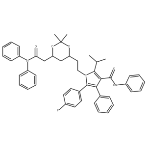 1-(2-((4R,6R)-6-(2-(diphenylamino)-2-oxoethyl)-2,2-dimethyl-1,3-dioxan-4-yl)ethyl)-5-(4-fluorophenyl)-2-isopropyl-N,4-diphenyl-1H-pyrrole-3-carboxamide结构式