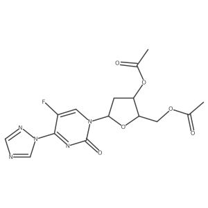 [(2R,3S,5R)-3-Acetoxy-5-[5-fluoro-2-oxo-4-(1H-1,2,4-triazol-1-yl)pyrimidin-1(2H)-yl]tetrahydrofuran-2-yl]methyl Acetate结构式