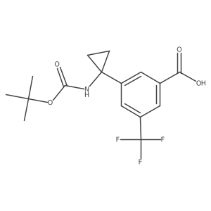 3-(1-((Tert-butoxycarbonyl)amino)cyclopropyl)-5-(trifluoromethyl)benzoic acid Structure
