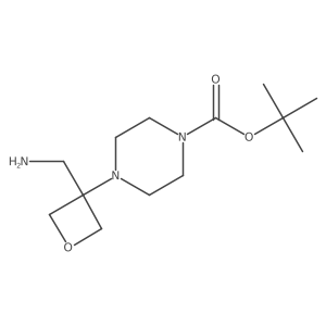 Tert-butyl 4-[3-(aminomethyl)oxetan-3-yl]piperazine-1-carboxylate结构式