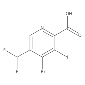 4-Bromo-5-(difluoromethyl)-3-iodopicolinic acid结构式
