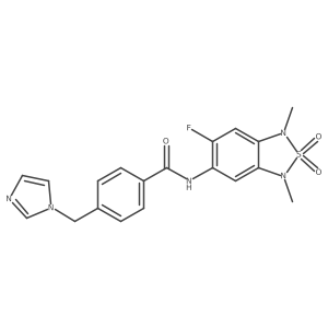 4-((1H-imidazol-1-yl)methyl)-N-(6-fluoro-1,3-dimethyl-2,2-dioxido-1,3-dihydrobenzo[c][1,2,5]thiadiazol-5-yl)benzamide结构式