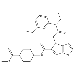 trans-Methyl 4-(4-(2-(ethyl(3-ethylphenyl)amino)-2-oxoethyl)-4H-thieno[3,2-b]pyrrole-5-carboxamido)cyclohexanecarboxylate Structure