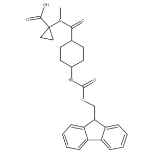 1-[N-methyl4-({[(9H-fluoren-9-yl)methoxy]carbonyl}amino)cyclohexaneamido]cyclopropane-1-carboxylic acid结构式