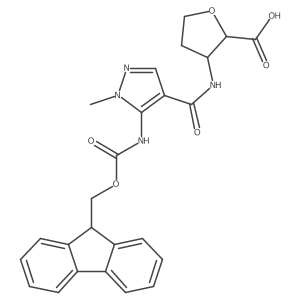 3-[5-({[(9H-fluoren-9-yl)methoxy]carbonyl}amino)-1-methyl-1H-pyrazole-4-amido]oxolane-2-carboxylic acid Structure