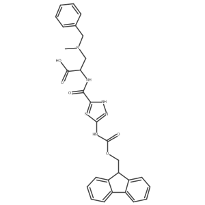 3-[benzyl(methyl)amino]-2-{[5-({[(9H-fluoren-9-yl)methoxy]carbonyl}amino)-1H-1,2,4-triazol-3-yl]formamido}propanoic acid结构式