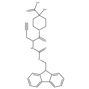 1-[2-({[(9H-fluoren-9-yl)methoxy]carbonyl}amino)pent-4-ynoyl]-4-hydroxypiperidine-4-carboxylic acid结构式