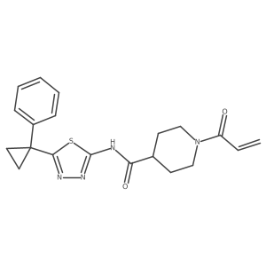 N-[5-(1-Phenylcyclopropyl)-1,3,4-thiadiazol-2-yl]-1-prop-2-enoylpiperidine-4-carboxamide结构式