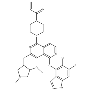 2-Propen-1-one, 1-[4-[8-[(5-chloro-6-fluoro-1H-indazol-4-yl)oxy]-2-[[(3R,4R)-4-methoxy-1-methyl-3-pyrrolidinyl]oxy]pyrido[3,4-d]pyrimidin-4-yl]-1-piperazinyl]-结构式