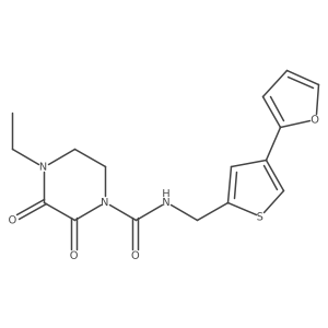4-ethyl-N-{[4-(furan-2-yl)thiophen-2-yl]methyl}-2,3-dioxopiperazine-1-carboxamide结构式