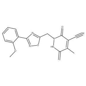 2-{[3-(2-Methoxyphenyl)-1,2,4-oxadiazol-5-yl]methyl}-5-methyl-6-methylidene-3-oxo-1,2,3,6-tetrahydropyridazine-4-carbonitrile结构式