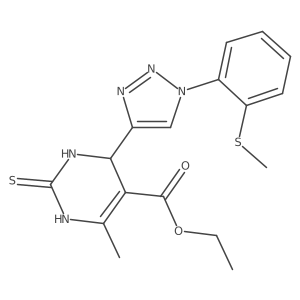 ethyl 6-methyl-4-{1-[2-(methylsulfanyl)phenyl]-1H-1,2,3-triazol-4-yl}-2-sulfanylidene-1,2,3,4-tetrahydropyrimidine-5-carboxylate结构式