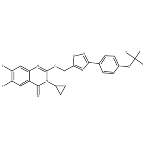 3-Cyclopropyl-6,7-difluoro-2-[({3-[4-(trifluoromethoxy)phenyl]-1,2,4-oxadiazol-5-yl}methyl)sulfanyl]-3,4-dihydroquinazolin-4-one结构式