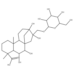 Kauran-18-oic acid, 17-(I(2)-D-glucopyranosyloxy)-6,7,13,16-tetrahydroxy-, (4I+/-,6I(2),7I(2))-结构式