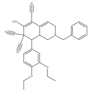 6-amino-2-benzyl-8-(3,4-diethoxyphenyl)-2,3,8,8a-tetrahydro-5,7,7(1H)-isoquinolinetricarbonitrile结构式