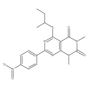 5-(sec-butylthio)-1,3-dimethyl-7-(4-nitrophenyl)pyrimido[4,5-d]pyrimidine-2,4(1H,3H)-dione Structure