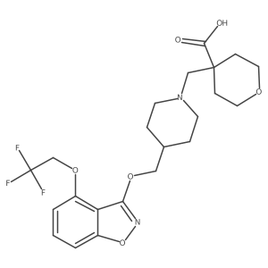 4-[[4-[[4-(2,2,2-Trifluoroethoxy)-1,2-benzoxazol-3-yl]oxymethyl]piperidin-1-yl]methyl]oxane-4-carboxylic acid Structure