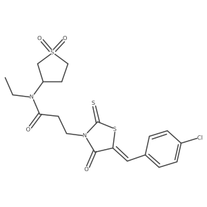 3-[(5Z)-5-(4-chlorobenzylidene)-4-oxo-2-thioxo-1,3-thiazolidin-3-yl]-N-(1,1-dioxidotetrahydrothiophen-3-yl)-N-ethylpropanamide Structure