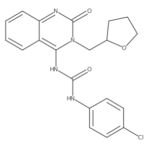 (E)-1-(4-chlorophenyl)-3-(2-oxo-3-((tetrahydrofuran-2-yl)methyl)-2,3-dihydroquinazolin-4(1H)-ylidene)urea Structure