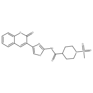 1-(methylsulfonyl)-N-(4-(2-oxo-2H-chromen-3-yl)thiazol-2-yl)piperidine-4-carboxamide结构式
