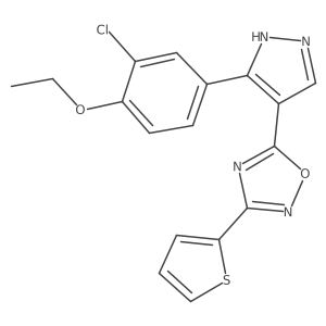 5-(3-(3-chloro-4-ethoxyphenyl)-1H-pyrazol-4-yl)-3-(thiophen-2-yl)-1,2,4-oxadiazole Structure