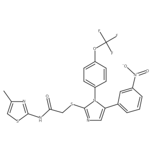 N-(4-methylthiazol-2-yl)-2-((5-(3-nitrophenyl)-1-(4-(trifluoromethoxy)phenyl)-1H-imidazol-2-yl)thio)acetamide结构式