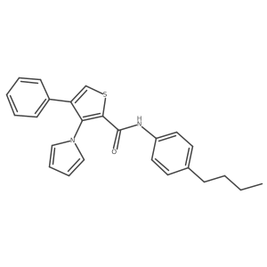 N-(4-butylphenyl)-4-phenyl-3-(1H-pyrrol-1-yl)thiophene-2-carboxamide结构式