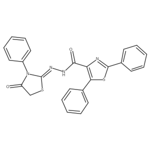 N'-(4-oxo-3-phenyl-1,3-thiazolan-2-yliden)-2,5-diphenyl-1,3-thiazole-4-carbohydrazide结构式