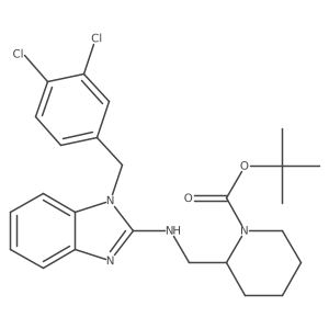 tert-Butyl 2-(((1-(3,4-dichlorobenzyl)-1H-benzo[d]imidazol-2-yl)amino)methyl)piperidine-1-carboxylate Structure