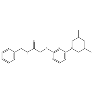 N-benzyl-2-((4-(3,5-dimethylpiperidin-1-yl)pyrimidin-2-yl)thio)acetamide结构式