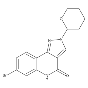 7-Bromo-2,5-dihydro-2-(tetrahydro-2h-pyran-2-yl)-4h-pyrazolo[4,3-c]quinolin-4-one结构式