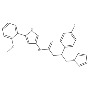 3-(4-chlorophenyl)-N-[3-(2-methoxyphenyl)-1H-1,2,4-triazol-5-yl]-4-(1H-pyrrol-1-yl)butanamide结构式
