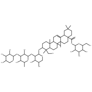[(2S,3R,4S,5S,6R)-3,4,5-trihydroxy-6-(hydroxymethyl)oxan-2-yl] (4aS,6aR,6aS,6bR,8aR,9R,10S,12aR,14bS)-10-[(2S,3R,4S,5S)-3-[(2S,3R,4R,5S,6S)-3,5-dihydroxy-6-methyl-4-[(2S,3R,4R,5R)-3,4,5-trihydroxyoxan-2-yl]oxyoxan-2-yl]oxy-4,5-dihydroxyoxan-2-yl]oxy-9-(hydroxymethyl)-2,2,6a,6b,9,12a-hexamethyl-1,3,4,5,6,6a,7,8,8a,10,11,12,13,14b-tetradecahydropicene-4a-carboxylate结构式