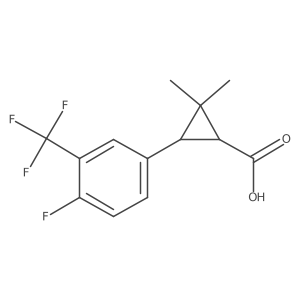 3-[4-Fluoro-3-(trifluoromethyl)phenyl]-2,2-dimethylcyclopropane-1-carboxylic acid结构式