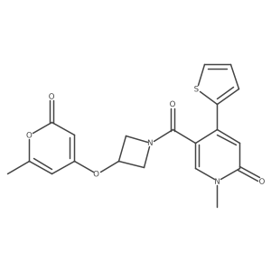 1-methyl-5-(3-((6-methyl-2-oxo-2H-pyran-4-yl)oxy)azetidine-1-carbonyl)-4-(thiophen-2-yl)pyridin-2(1H)-one Structure