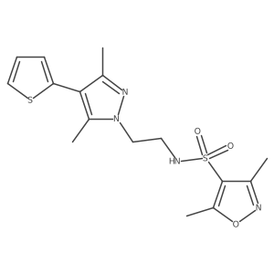 N-(2-(3,5-dimethyl-4-(thiophen-2-yl)-1H-pyrazol-1-yl)ethyl)-3,5-dimethylisoxazole-4-sulfonamide Structure