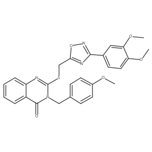 2-(((3-(3,4-dimethoxyphenyl)-1,2,4-oxadiazol-5-yl)methyl)thio)-3-(4-methoxybenzyl)quinazolin-4(3H)-one结构式