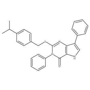 2-((4-isopropylbenzyl)thio)-3,7-diphenyl-3H-pyrrolo[3,2-d]pyrimidin-4(5H)-one结构式