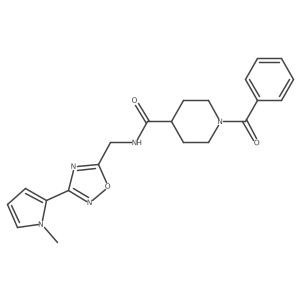 1-benzoyl-N-((3-(1-methyl-1H-pyrrol-2-yl)-1,2,4-oxadiazol-5-yl)methyl)piperidine-4-carboxamide结构式