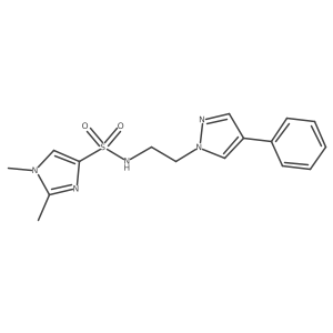 1,2-dimethyl-N-(2-(4-phenyl-1H-pyrazol-1-yl)ethyl)-1H-imidazole-4-sulfonamide结构式