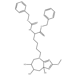 (alphaS,6R,7S)-6,7,8,8a-tetrahydro-6,7,8a-trihydroxy-2-(methylthio)-alpha-[[(phenylmethoxy)carbonyl]amino]-imidazo[4,5-b]azepine-4(5H)-hexanoic Acid Phenylmethyl Ester Structure
