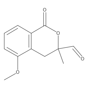 5-methoxy-3-methyl-1-oxo-3,4-dihydro-1H-2-benzopyran-3-carbaldehyde结构式