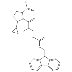 2-cyclopropyl-3-[3-({[(9H-fluoren-9-yl)methoxy]carbonyl}amino)-2-methylpropanoyl]-1,3-thiazolidine-4-carboxylic acid Structure