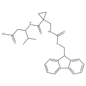 3-({1-[({[(9H-fluoren-9-yl)methoxy]carbonyl}amino)methyl]cyclopropyl}formamido)-4-methylpentanoic acid Structure